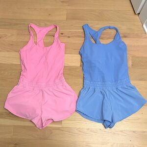 Offline by Aerie Set of 2 Pink and Blue Racerback Rompers Sz S